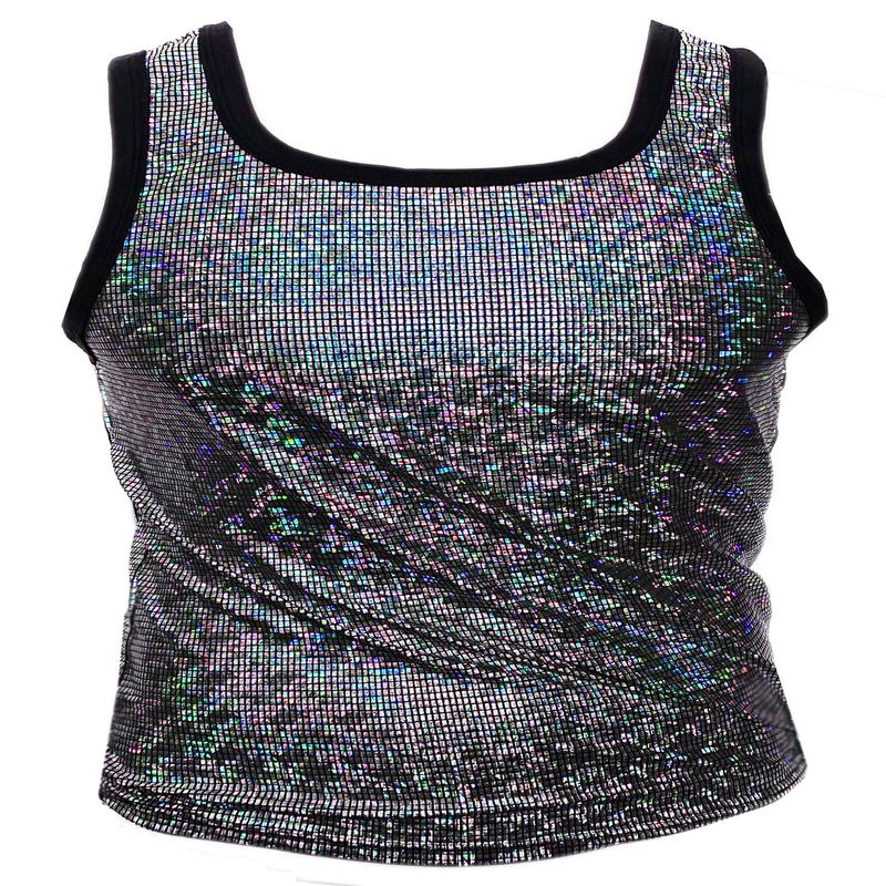 Metallic Disco ball Tank - SILVER Black