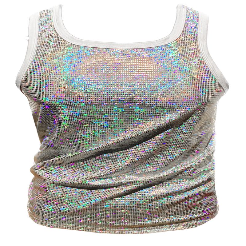 Metallic Disco ball Tank - WHITE SILVER