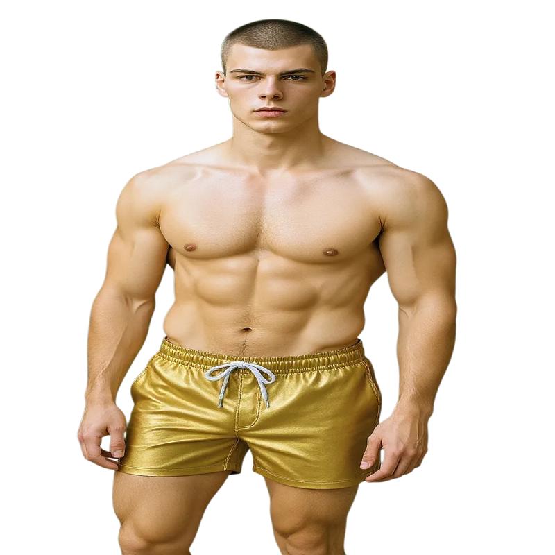 Metallic Faux Leather Shorts - Gold