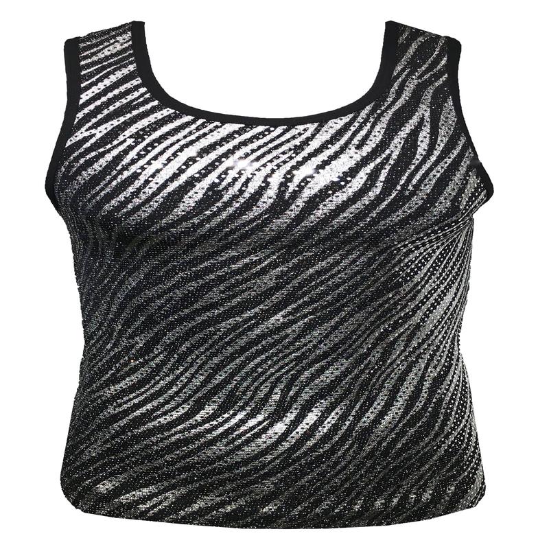 Metallic Tiger Sequins Tank - Silver