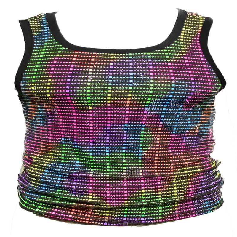 Neon Sequins Tank - Black Neon