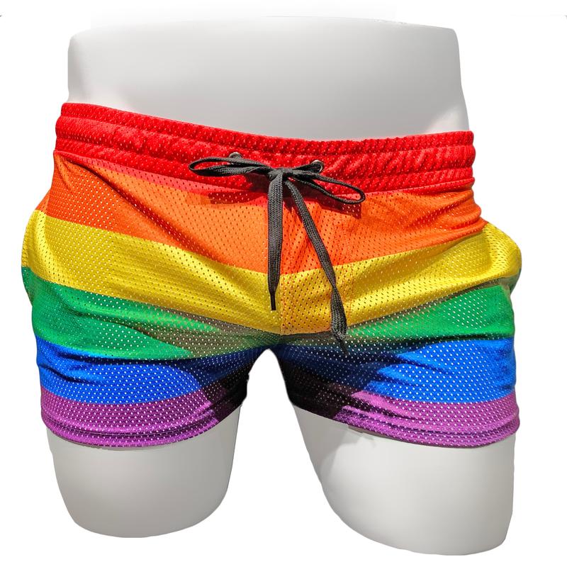 Big Rainbow Stripe Mesh Shorts