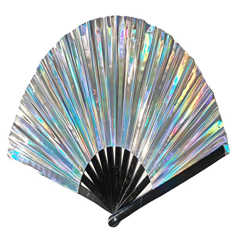 Black Vinyl Metallic Clack Fan - Silver 14