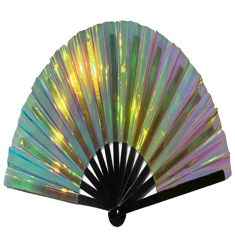 Black Vinyl Metallic Clack Fan - Silver Pearl 9-1