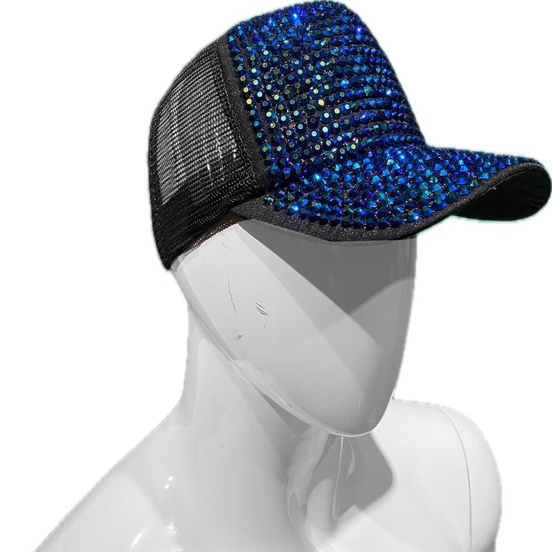 Diamond Rhinestones Cap - Black Blue