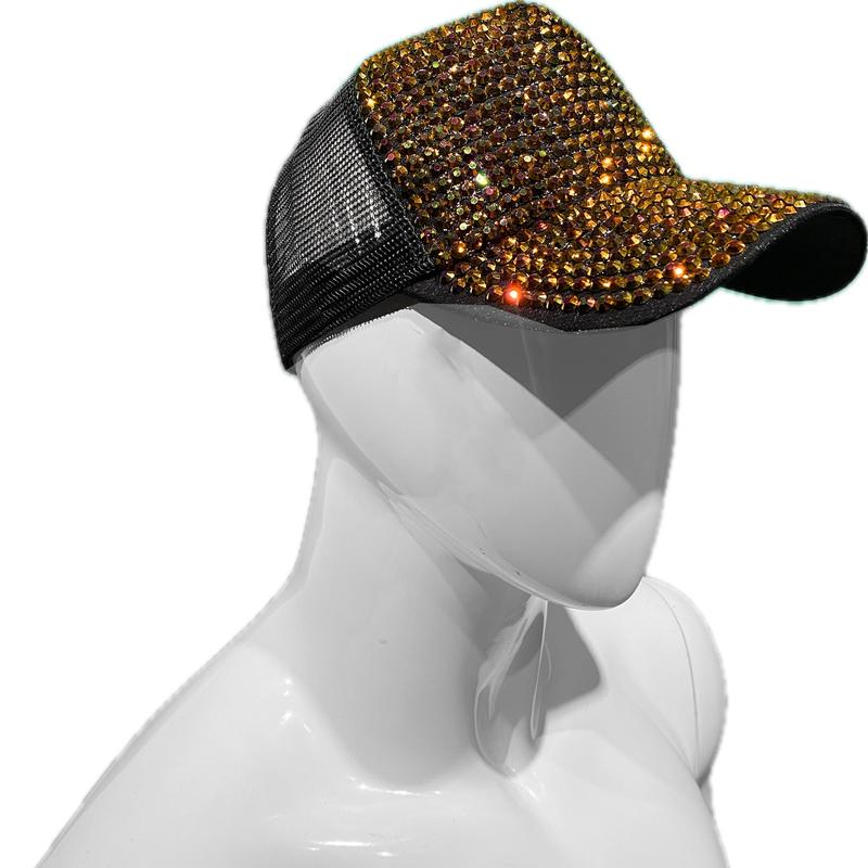 Diamond Rhinestones Cap - Black Gold