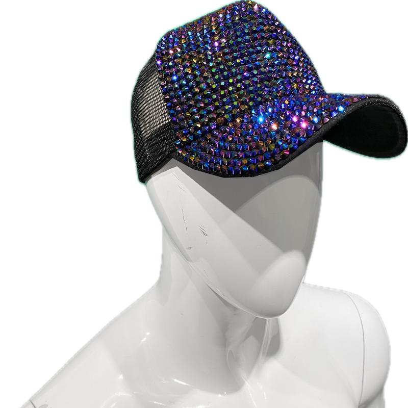 Diamond Rhinestones Cap - Black Purple
