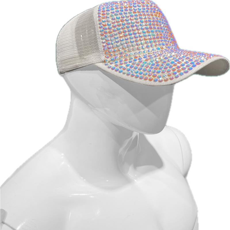 Diamond Rhinestones Cap - White Pearl