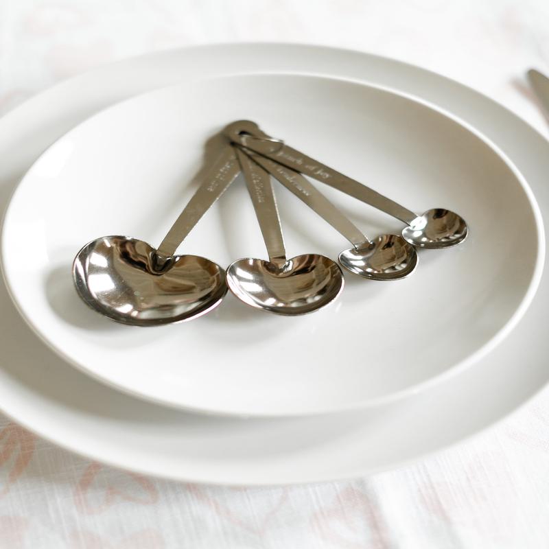 Heart-Shaped Stainless Steel Measuring Spoons 4pc