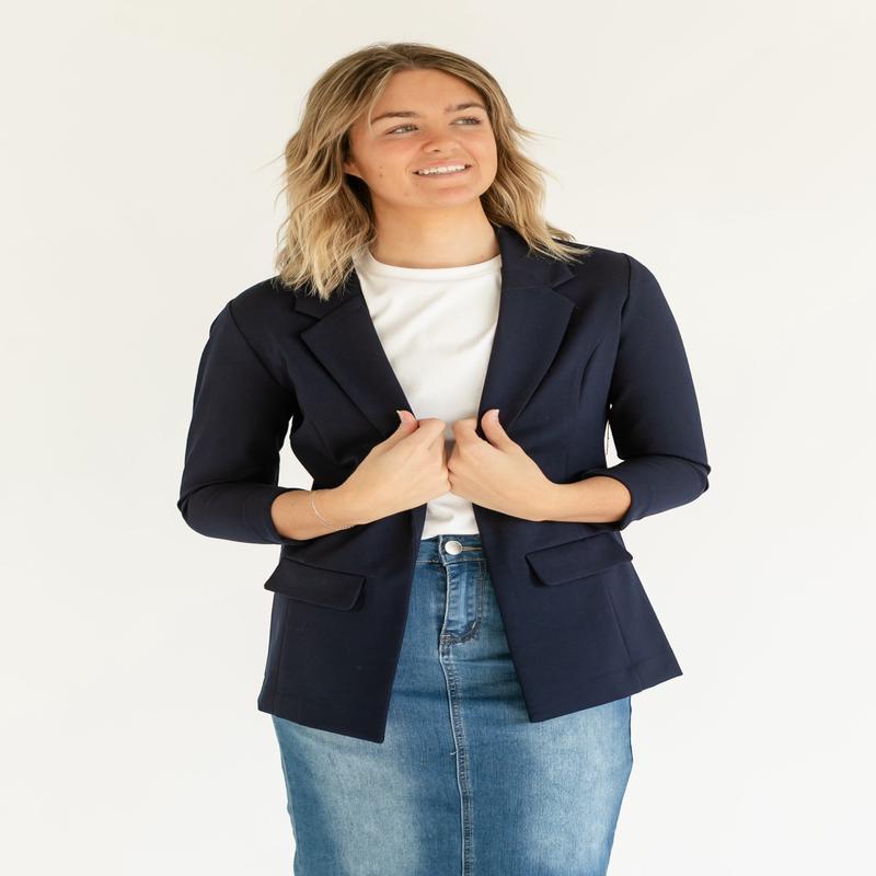 LIVERPOOL Navy Princess Dart Relaxed Fit Blazer