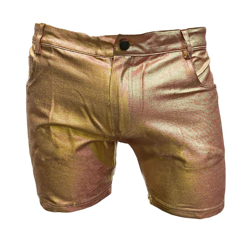 Metallic Jean Shorts - Gold