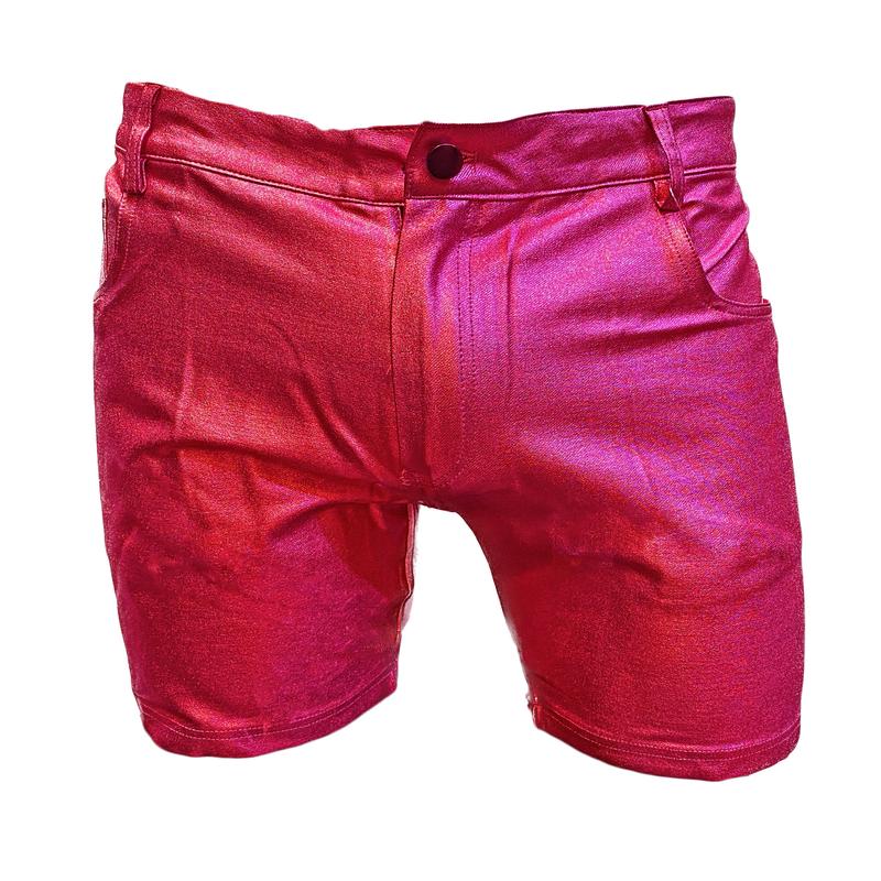 Metallic Jean Shorts - Hot Pink
