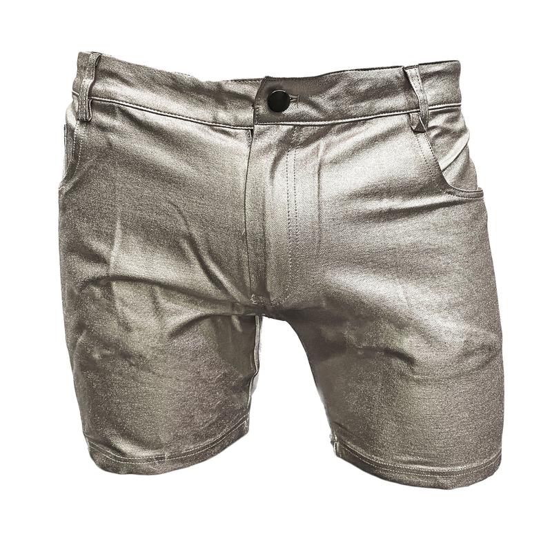 Metallic Jean Shorts - Silver