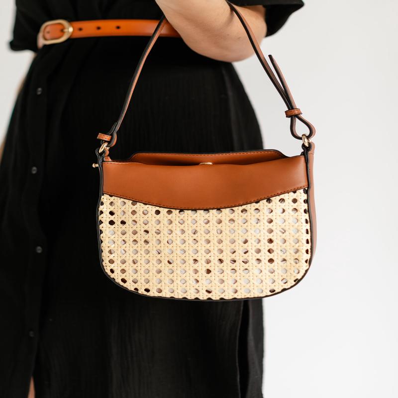 Rattan Vegan Leather Crossbody Bag - FINAL SALE