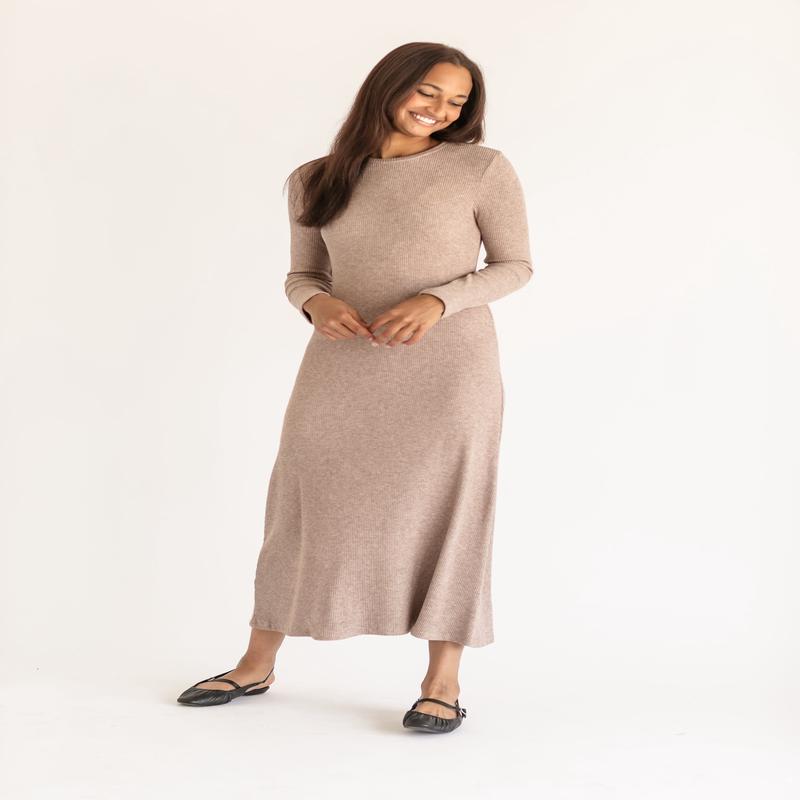 Ribbed Soft Knit Long Sleeve Dress - FINAL SALE