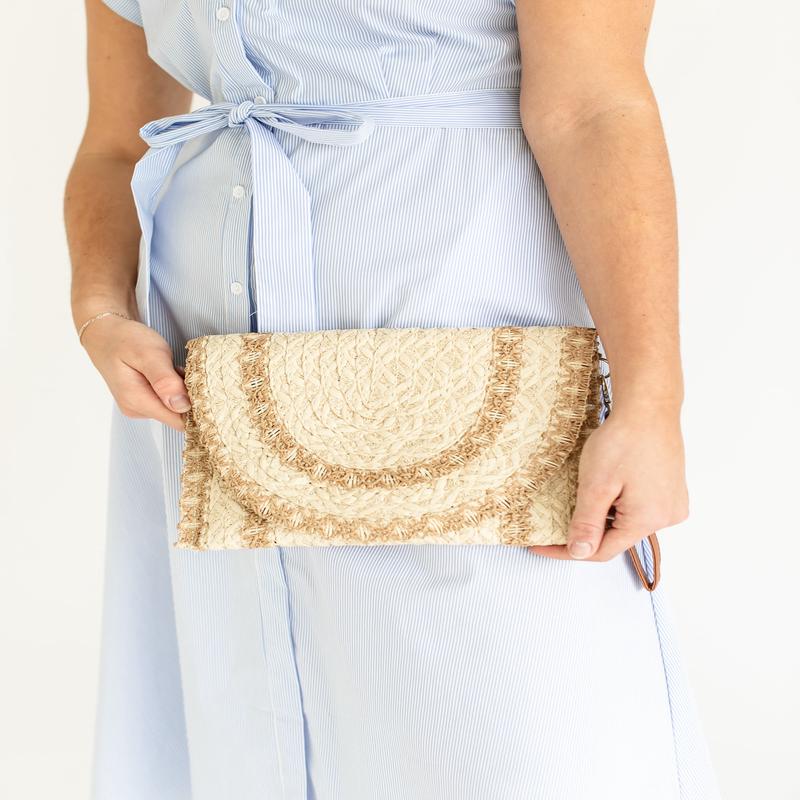 Straw Stitched Natural Clutch Bag - FINAL SALE