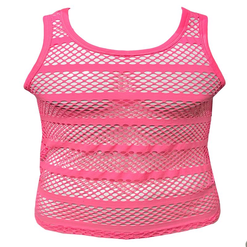 Striped Fishnet Tank - Pink