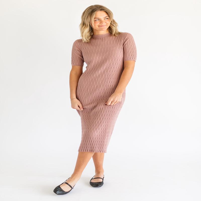 VARLEY Fara Textured Knit Midi Dress