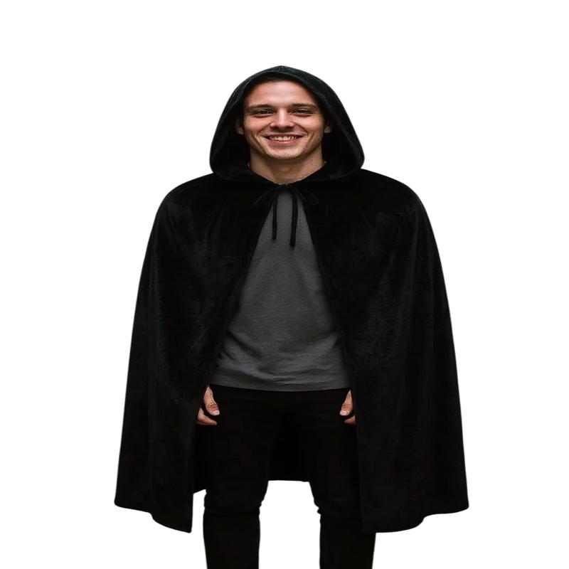 Velvet Hooded Cape 130cm (51 in) - Black