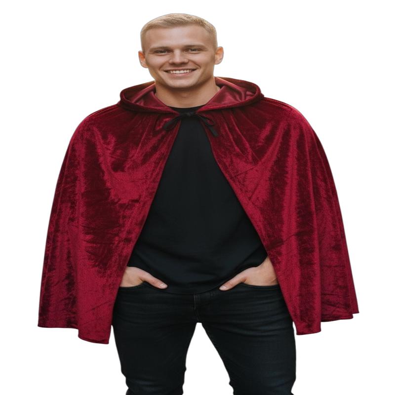 Velvet Hooded Cape 70cm (27.5in) - Dark Red