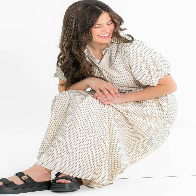 Black Striped A-line Midi Skirt - FINAL SALE