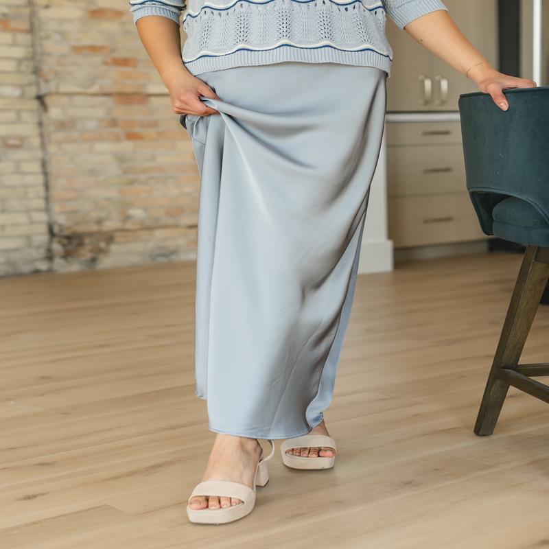 Blue Satin Slip Maxi Skirt - FINAL SALE