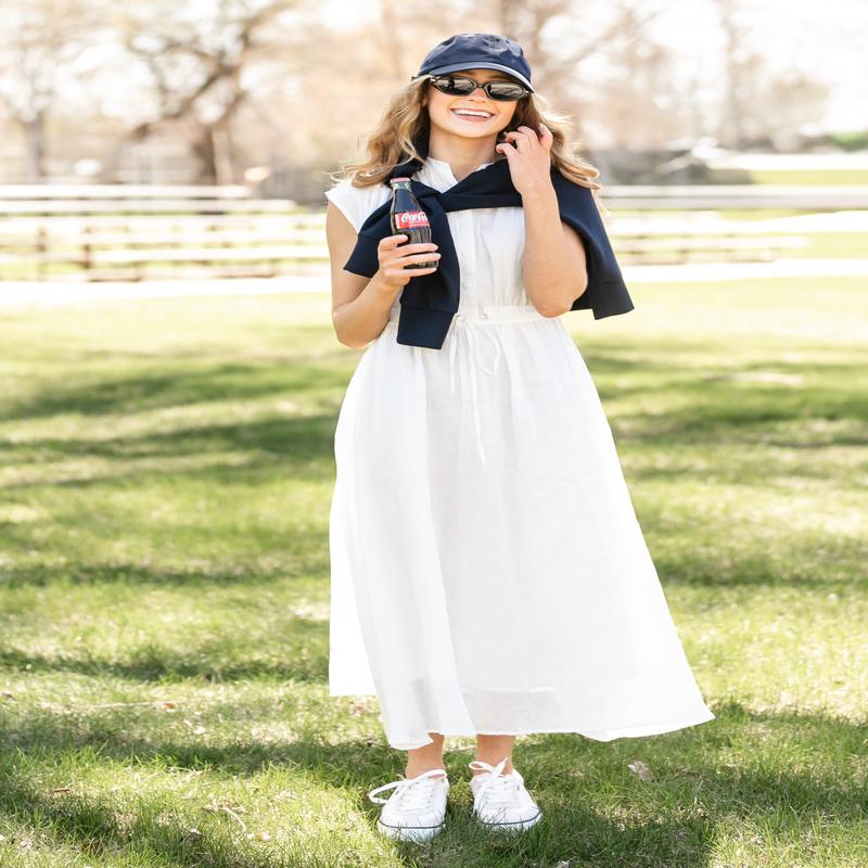 elan Cap Sleeve Button Front Tie Waist Maxi Dress - FINAL SALE