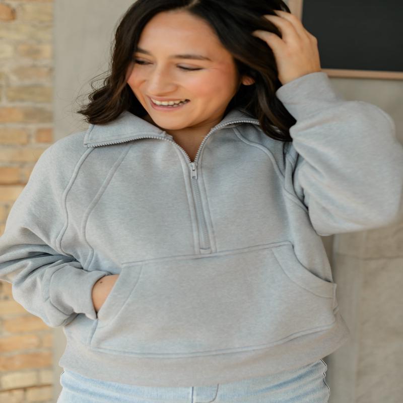 Fleece Half Zip Funnel Neck Sweatshirt - FINAL SALE