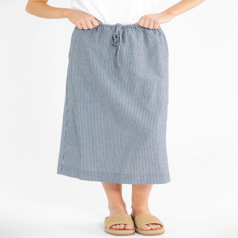 Genevieve Striped Seersucker Midi Skirt - FINAL SALE