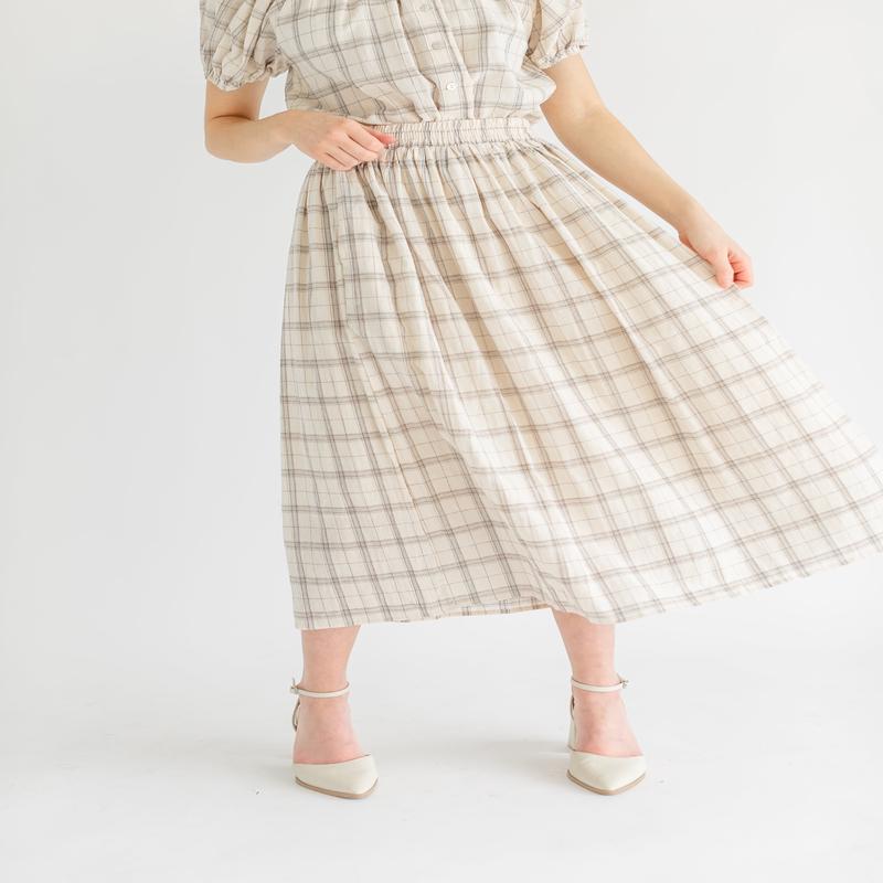 Plaid A-Line Stretch Waist Midi Skirt - FINAL SALE