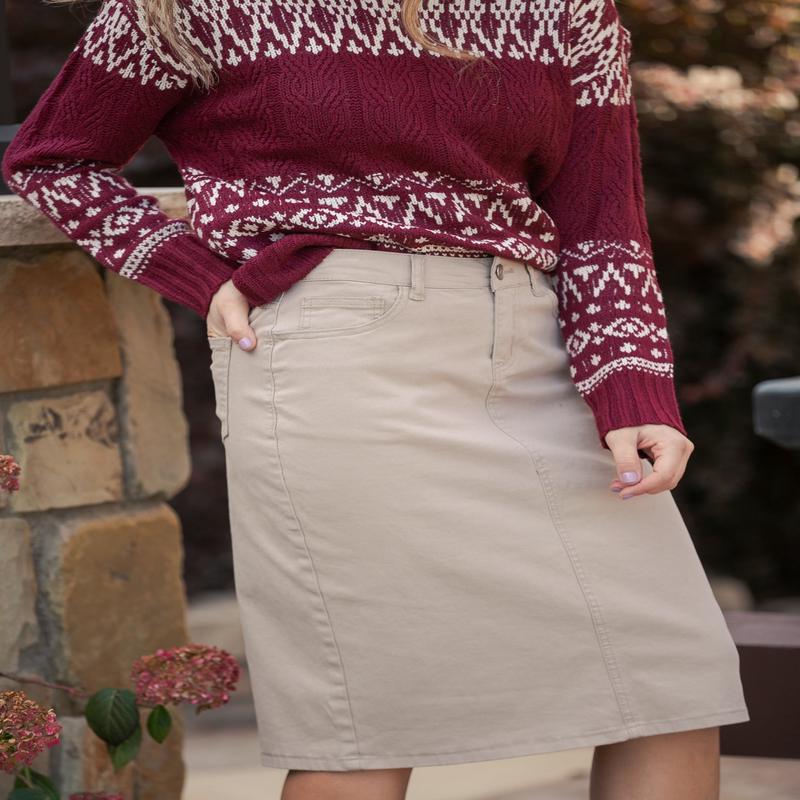 Remi Simply Taupe Denim Midi Skirt