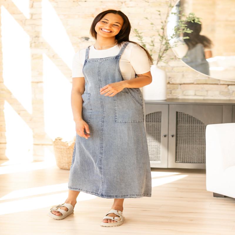 Washed Lyocell Overall Maxi Dress - FINAL SALE