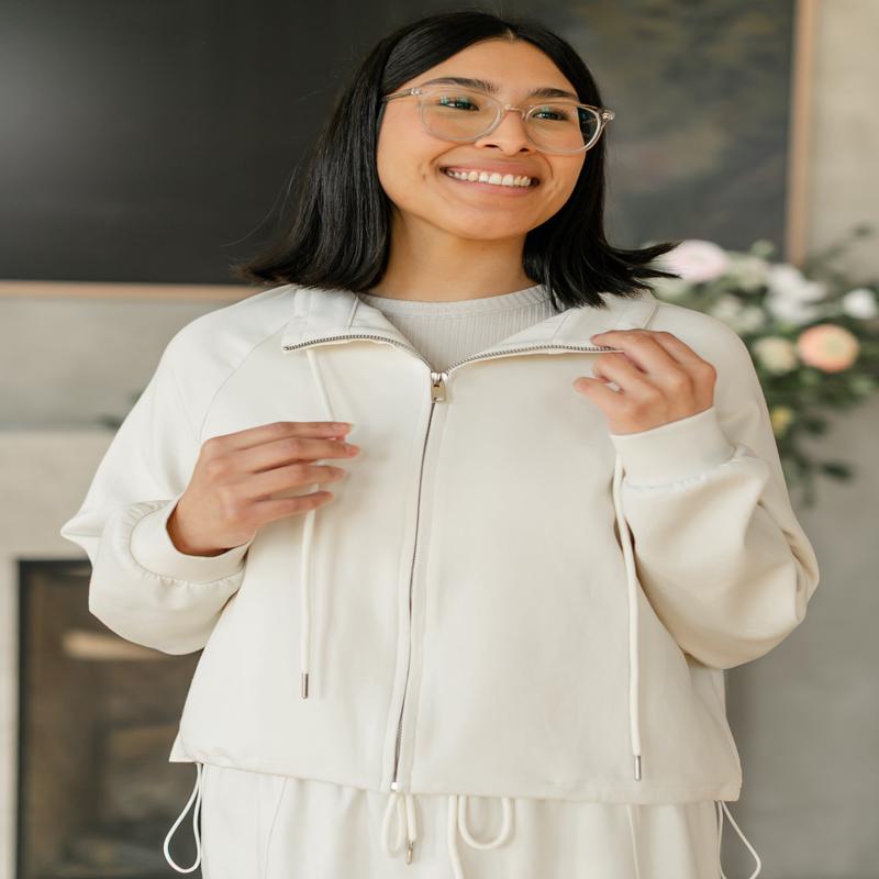 Zip-up Drawstring Waist Sweatshirt Jacket - FINAL SALE
