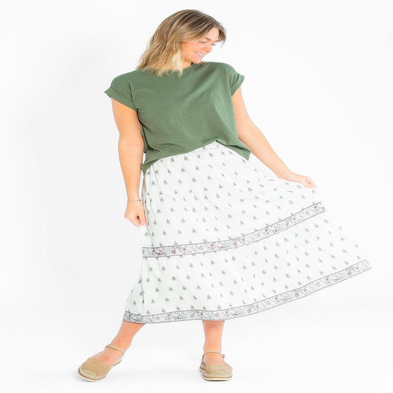 Border Print Tiered Maxi Skirt - FINAL SALE