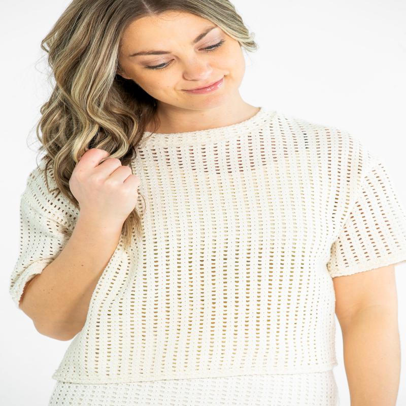 Cheese Board Open Knit Shot Sleeve Top - FINAL SALE