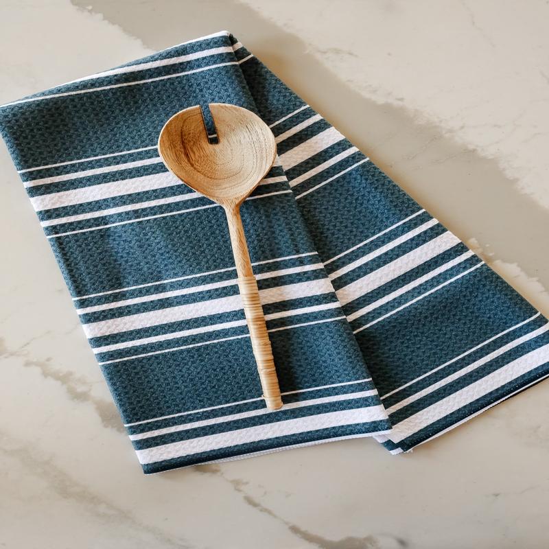 Geometry Deep Blue Striped Tea Towel