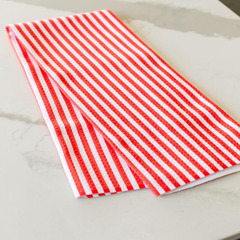 Geometry Summer Stripe Red Tea Towel