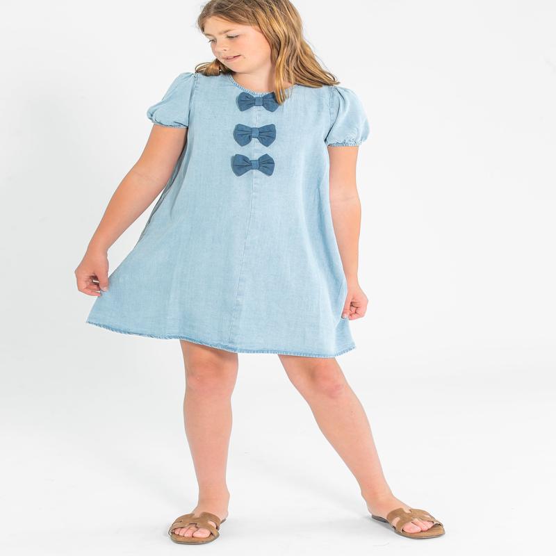 Girl's Chambray Bow Detail Dress - FINAL SALE