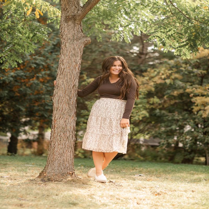 Harlow Abstract Floral Tiered Midi Skirt - FINAL SALE