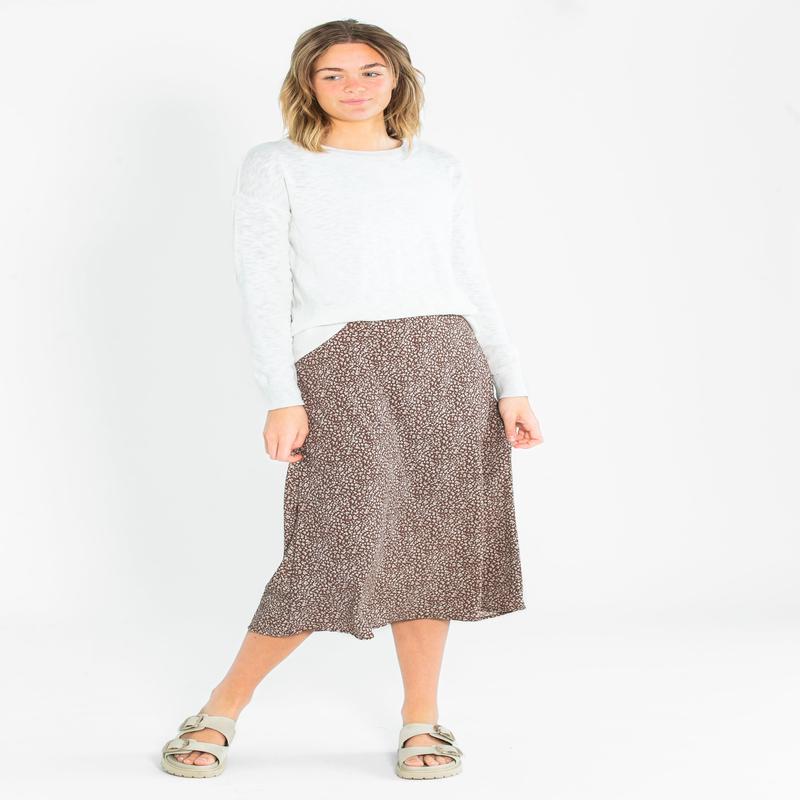 June Floral Print Elastic Waist Midi Skirt - FINAL SALE