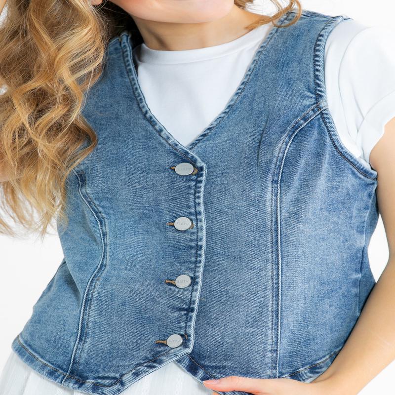 Medium Wash Stretchy Denim Vest