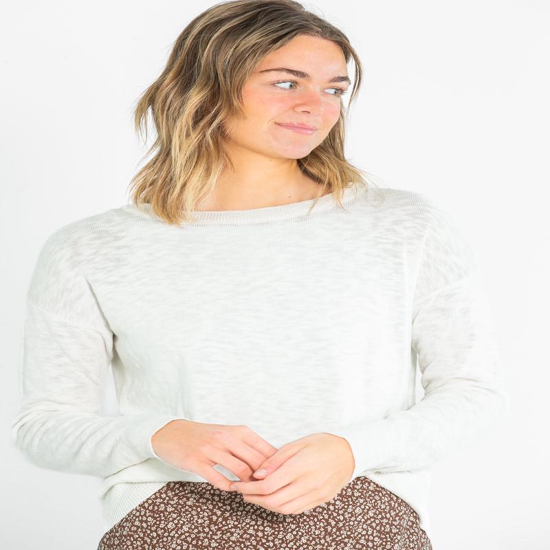 Relaxed Fit Cotton Slub Sweater - FINAL SALE
