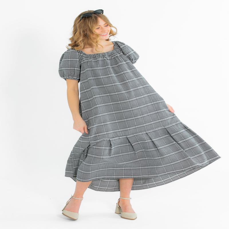 Riley Black Checkered Short Sleeve Dress - FINAL SALE