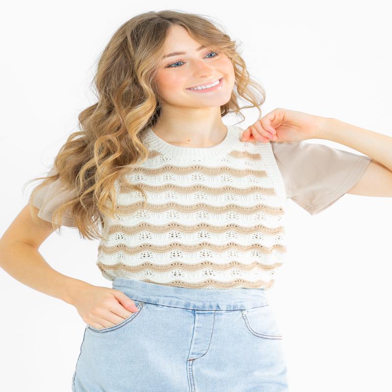 Seraphine Wavy Pattern Knit Sleeveless Top - FINAL SALE