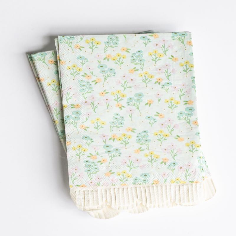 Spring Floral Scallop Fringe Guest Napkin 24ct - FINAL SALE