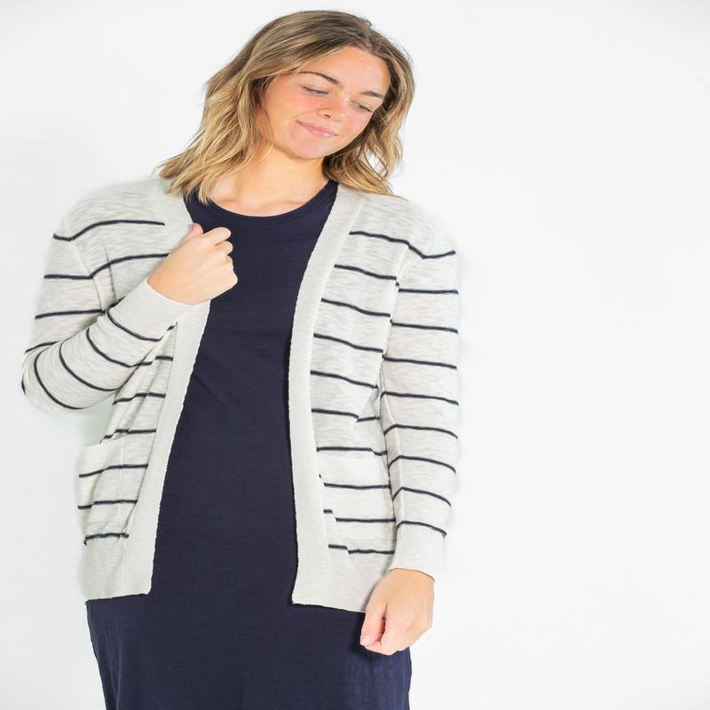 Striped Classic Cotton Slub Cardigan