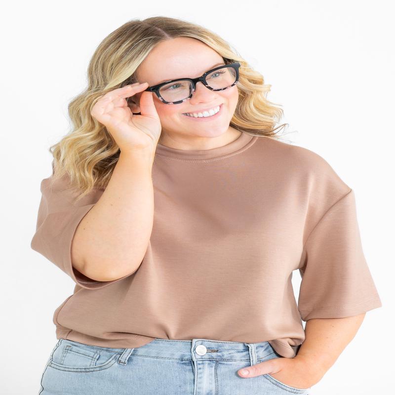 Taryn Drop Shoulder Soft Scuba Everyday Basic Tee - FINAL SALE