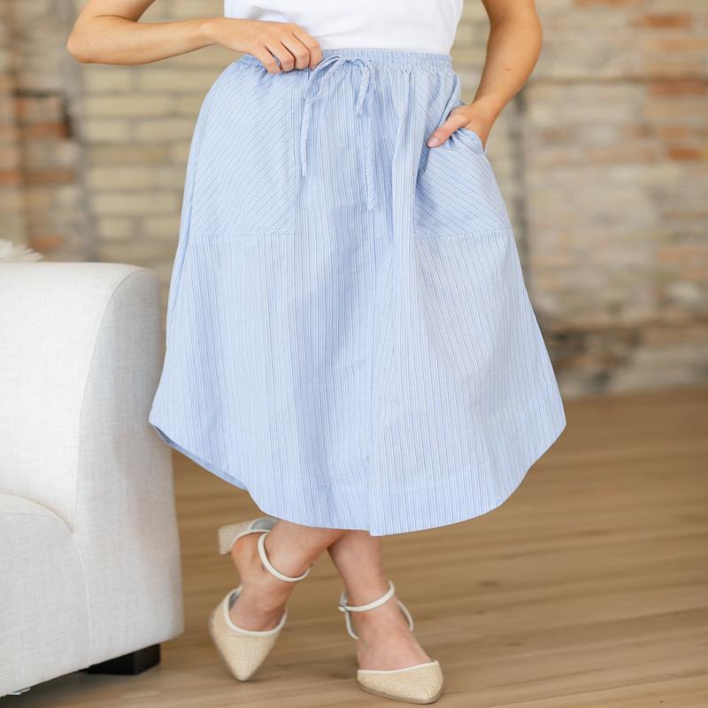 Cece Stripe Poplin Midi Skirt - FINAL SALE