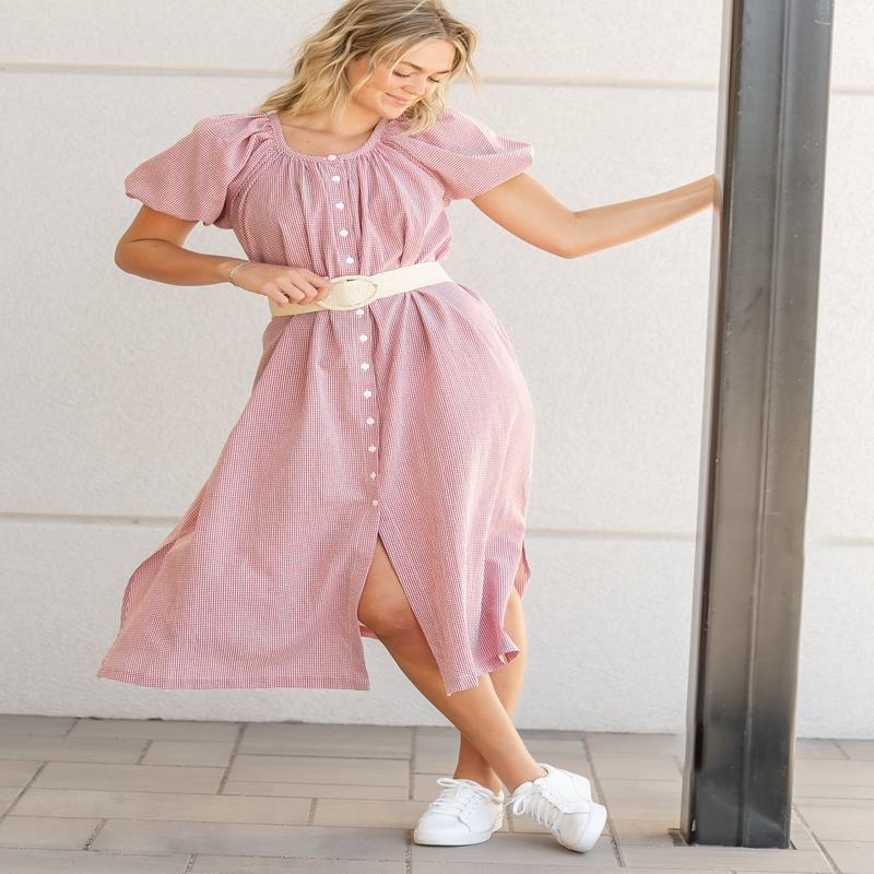 Charlie Gingham Checker Puff Sleeve Dress - FINAL SALE