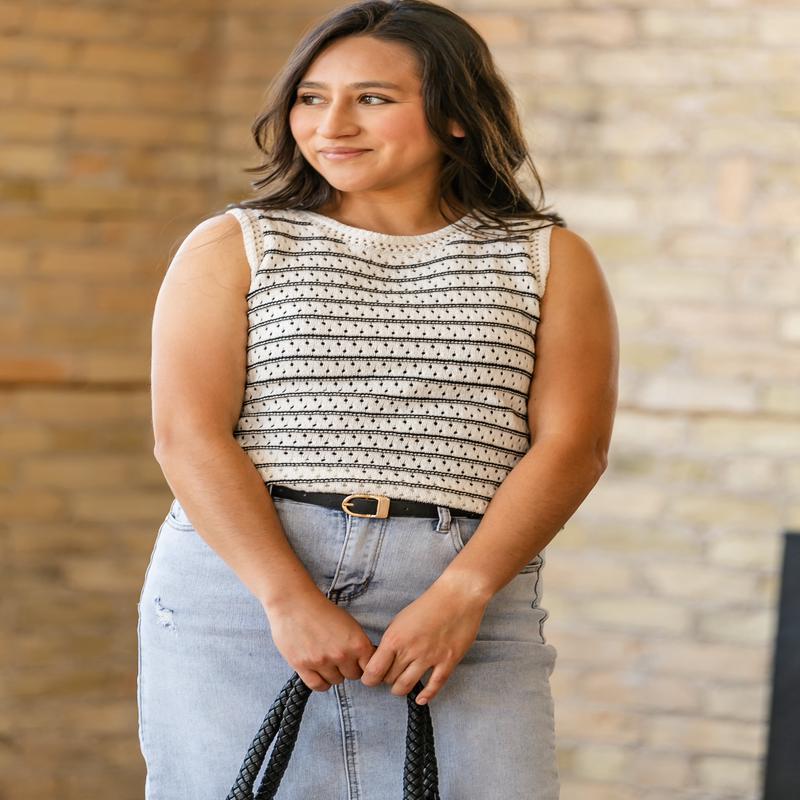 Crochet Striped Sweater Tank Top - FINAL SALE
